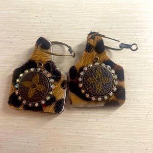 Hair On Hide Leopard LV Earrings